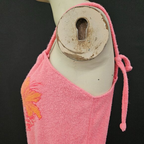 70s Pink Floral Terry Cloth Beach Dress - Picture 9 of 13